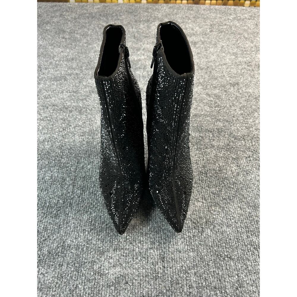 MIA Rakimaf Black Bling Rhinestone Ankle Booties Women's Size 5.5 Stiletto Heel - Picture 2 of 11